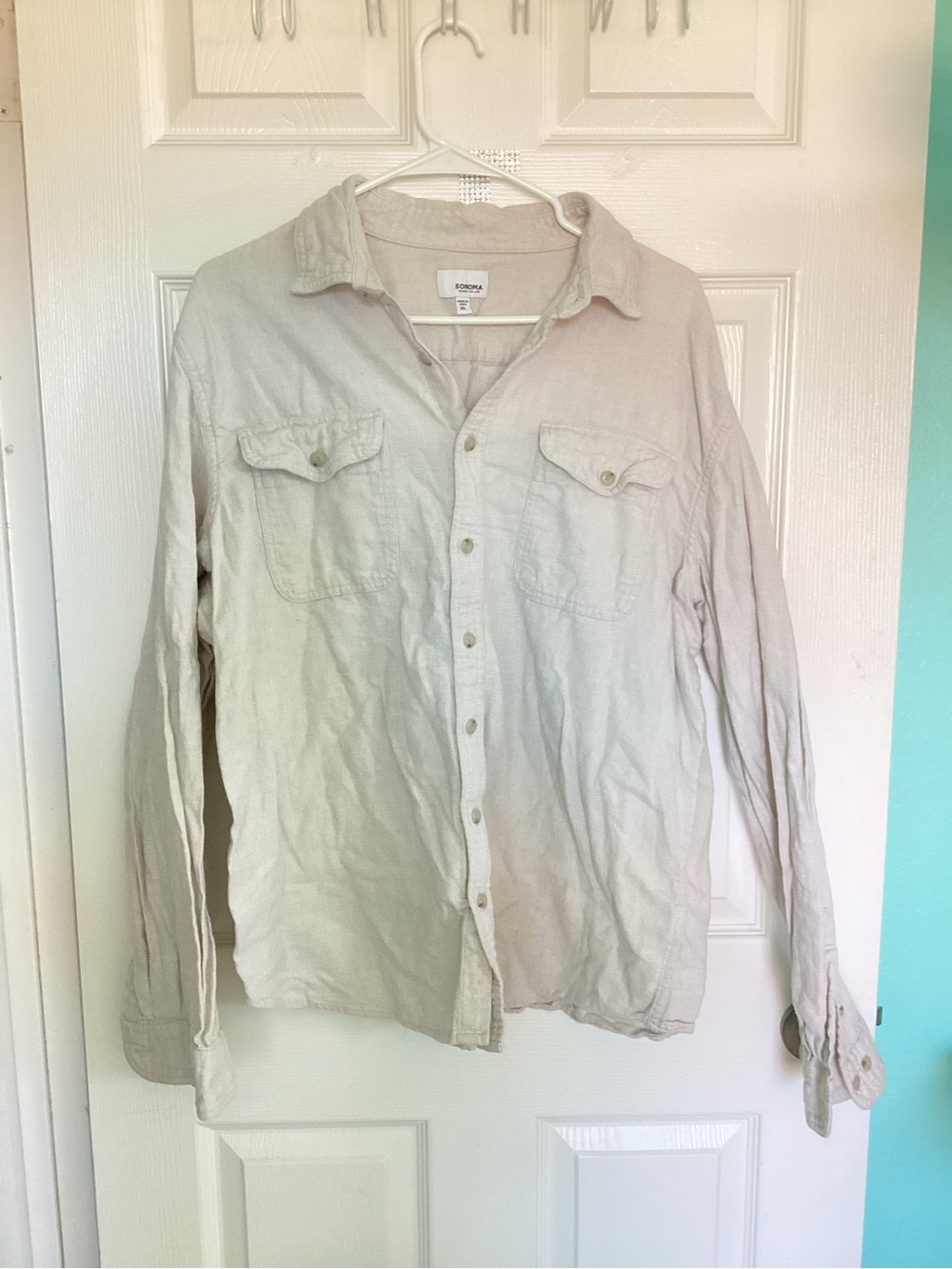 Light Beige Men's Button-Up Shirt